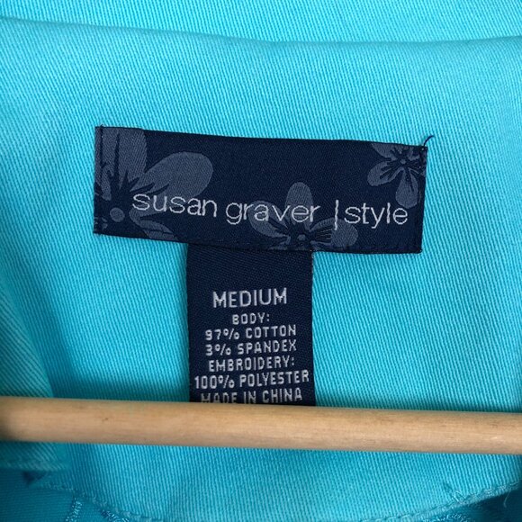 Vtg Susan Graver Women’s Blazer Jacket Sz Medium Embroidered Floral Laser Cut - Picture 4 of 10